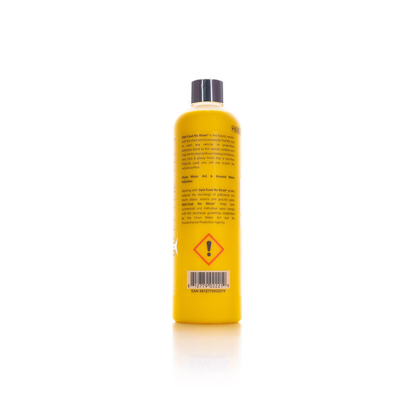 The back of a bottle of Opti-Clean No Rinse on a white background.